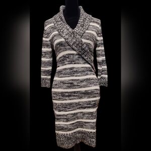 Pink Rose size M black/gray/white Striped Sweater Dress